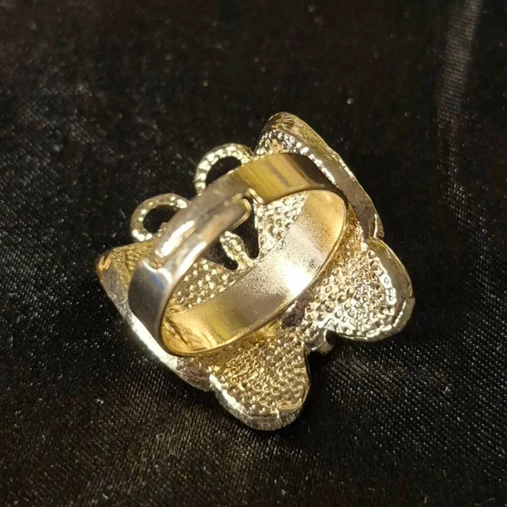 Fairy Gather Rings ππ§ββοΈ Clear Rhinestones Butterfly Gold Tone Adjustable Ring - Picture 10 of 11